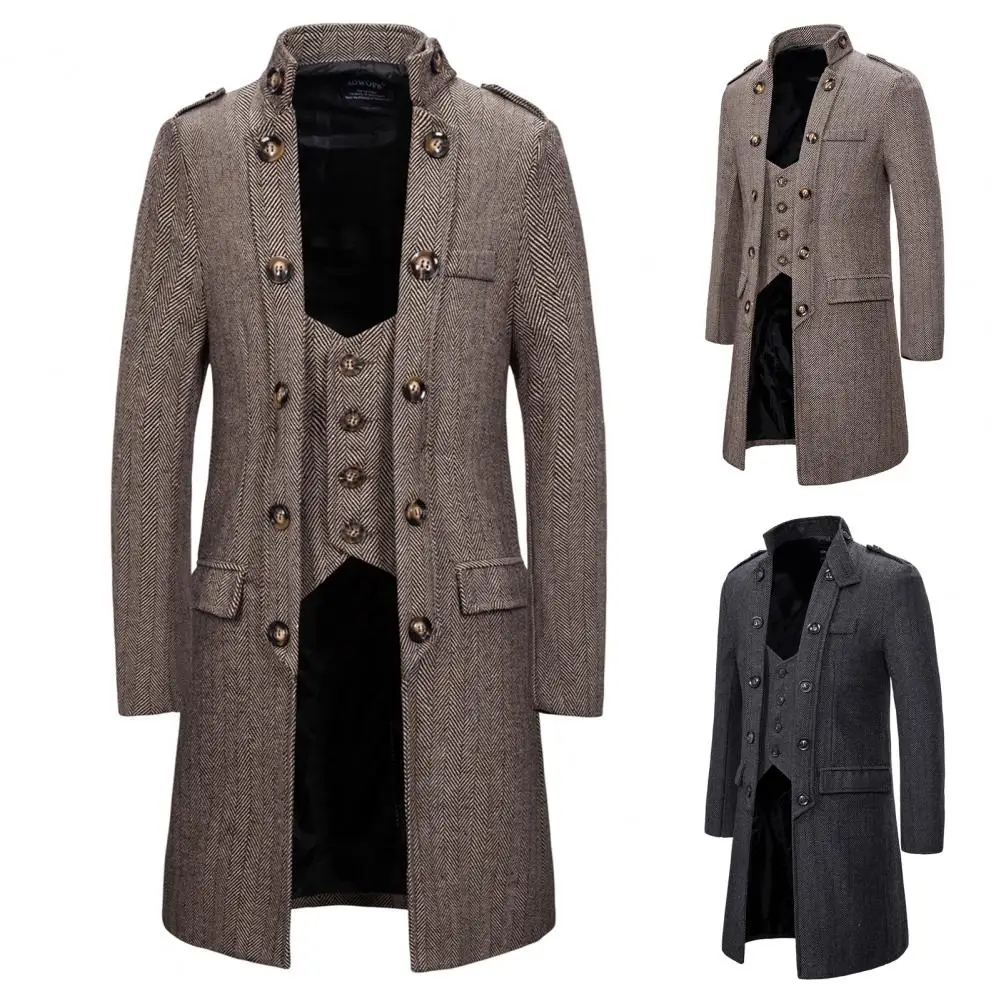 Men Outwear Coat Striped Slim Fit Windproof Men Trench Coat Autumn Winter Mid-length Overcoat Fake Two Piece Outwear Coat 2022
Men Outwear Coat Striped Slim Fit Windproof Men Trench Coat Autumn Winter Mid-length Overcoat Fake Two Piece Outwear Coat 2022