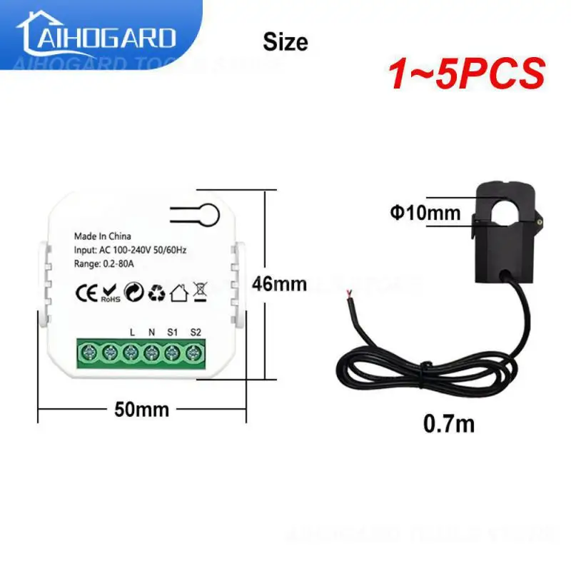 1~5PCS Tuya Smart Life WiFi Digital Energy Meter 80A with Current Transformer Sensor Clamp Power Consumption Monitor 110V 240V
1~5PCS Tuya Smart Life WiFi Digital Energy Meter 80A with Current Transformer Sensor Clamp Power Consumption Monitor 110V 240V