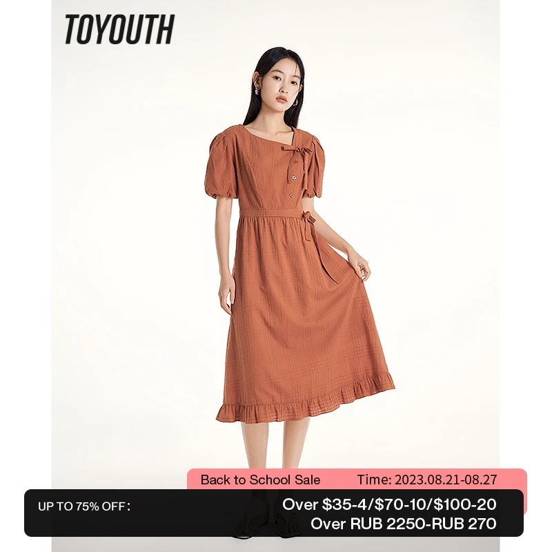Toyouth Women Dress 2023 Summer Puff Sleeve Design Neck A-shape Slim Waist Bow Decoration Jacquard Fashion Elegant Orange Skirt
Toyouth Women Dress 2023 Summer Puff Sleeve Design Neck A-shape Slim Waist Bow Decoration Jacquard Fashion Elegant Orange Skirt