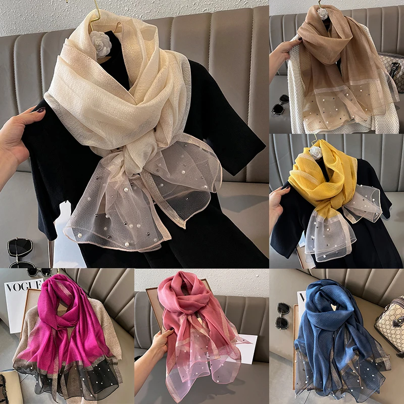 Wraps Summer New Beach Sun Protection Silk Scarves Women Shawl Fashionable Bright Crystal Large Scarf Nail Bead Scarf Muffler
Wraps Summer New Beach Sun Protection Silk Scarves Women Shawl Fashionable Bright Crystal Large Scarf Nail Bead Scarf Muffler