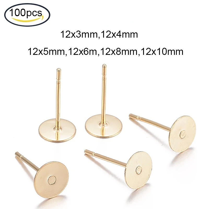 100PCS Flat Round Stud Earring Golden Ear Stud Components Stainless Steel Stud Earring Earring Posts for Earring Findings Making
100PCS Flat Round Stud Earring Golden Ear Stud Components Stainless Steel Stud Earring Earring Posts for Earring Findings Making