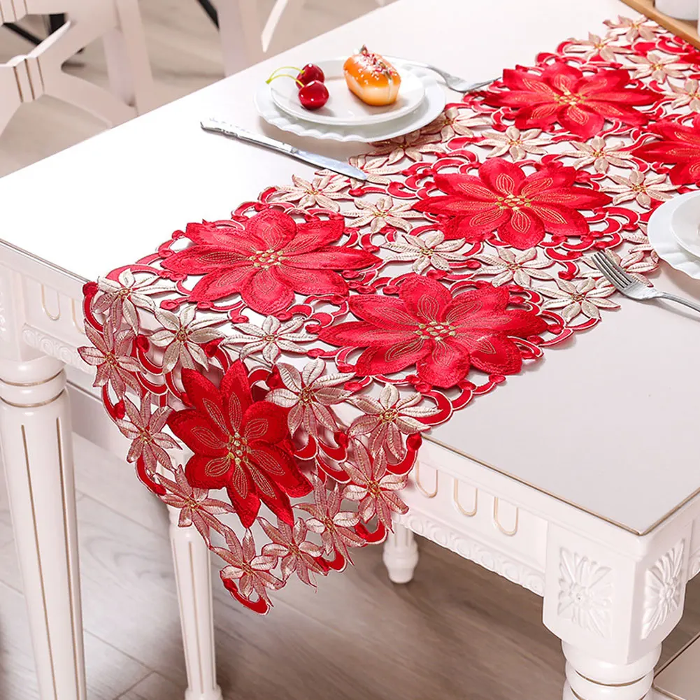 38*176CM Elegant satin Embroidery Christmas navidad bed Table Runner flag cover Lace tablecloth kitchen New year home decor
38*176CM Elegant satin Embroidery Christmas navidad bed Table Runner flag cover Lace tablecloth kitchen New year home decor
