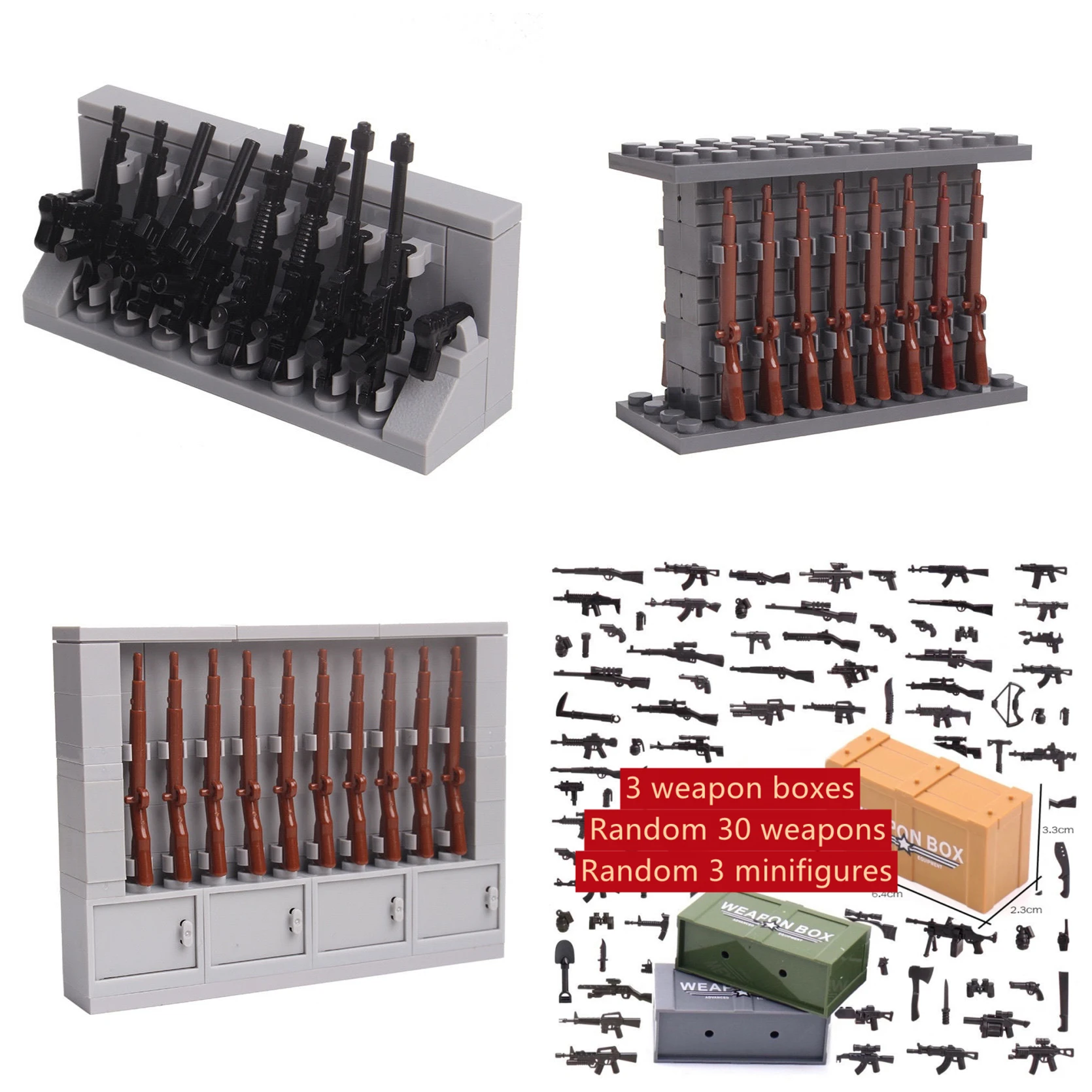 

Military Building Blocks Weapon Shelf Guns Rack Box Army Parts WW2 Soldiers City SWAT Accessories MOC Bricks Boy Christmas Gifts