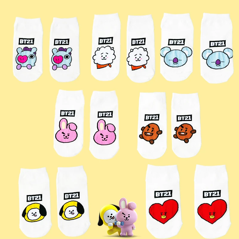 

Bt21 Socks Kawaii Short Anime Boat Stockings Tata Chimmy Koya Cooky Cute Bts Kpop Stars Cotton Sweat Absorption Soft Fans Gifts