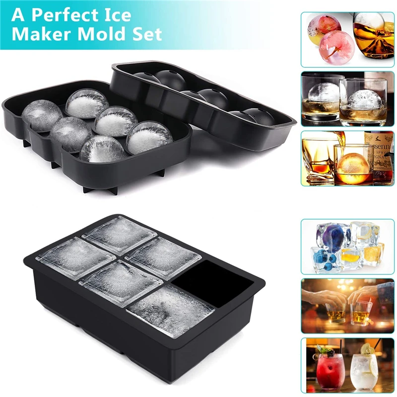 6 Grids Ball Square Ice Cube Tray Mold Food Grade Silicone Reusable Ice Sphere Maker Mould With Lid BPA Free For Whisky Wine
6 Grids Ball Square Ice Cube Tray Mold Food Grade Silicone Reusable Ice Sphere Maker Mould With Lid BPA Free For Whisky Wine