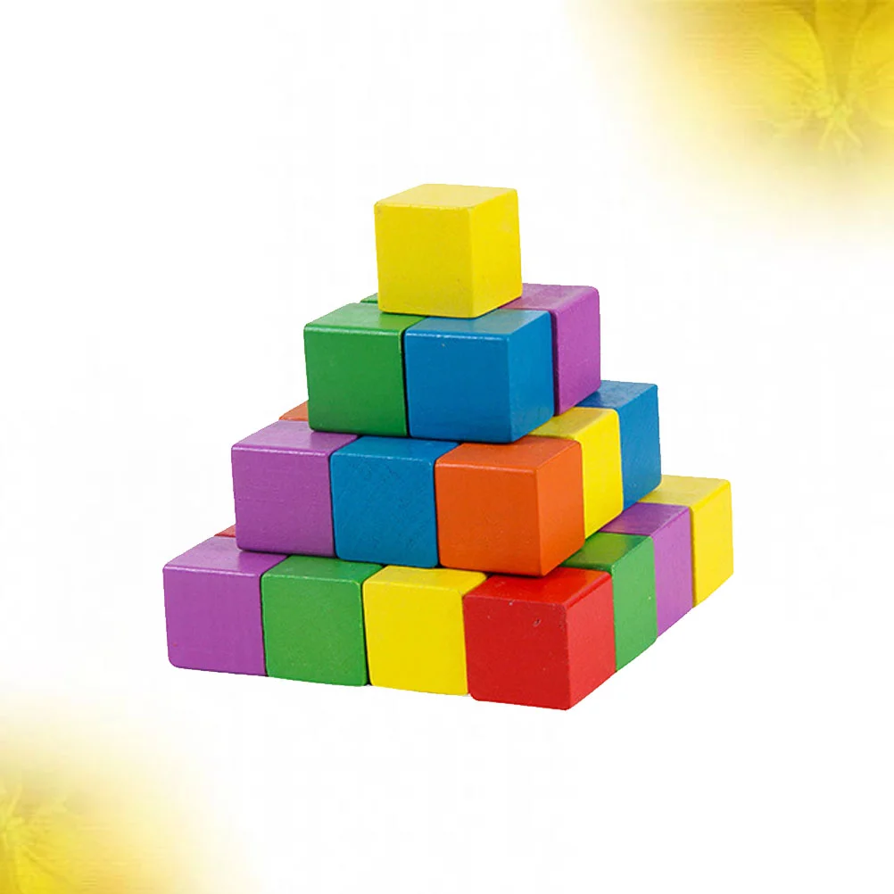 

50pcs Primary Color Square Cubes Wooden Craft Cubes Precise Cutting Wood Square Blocks for Crafts Building Materials DIY