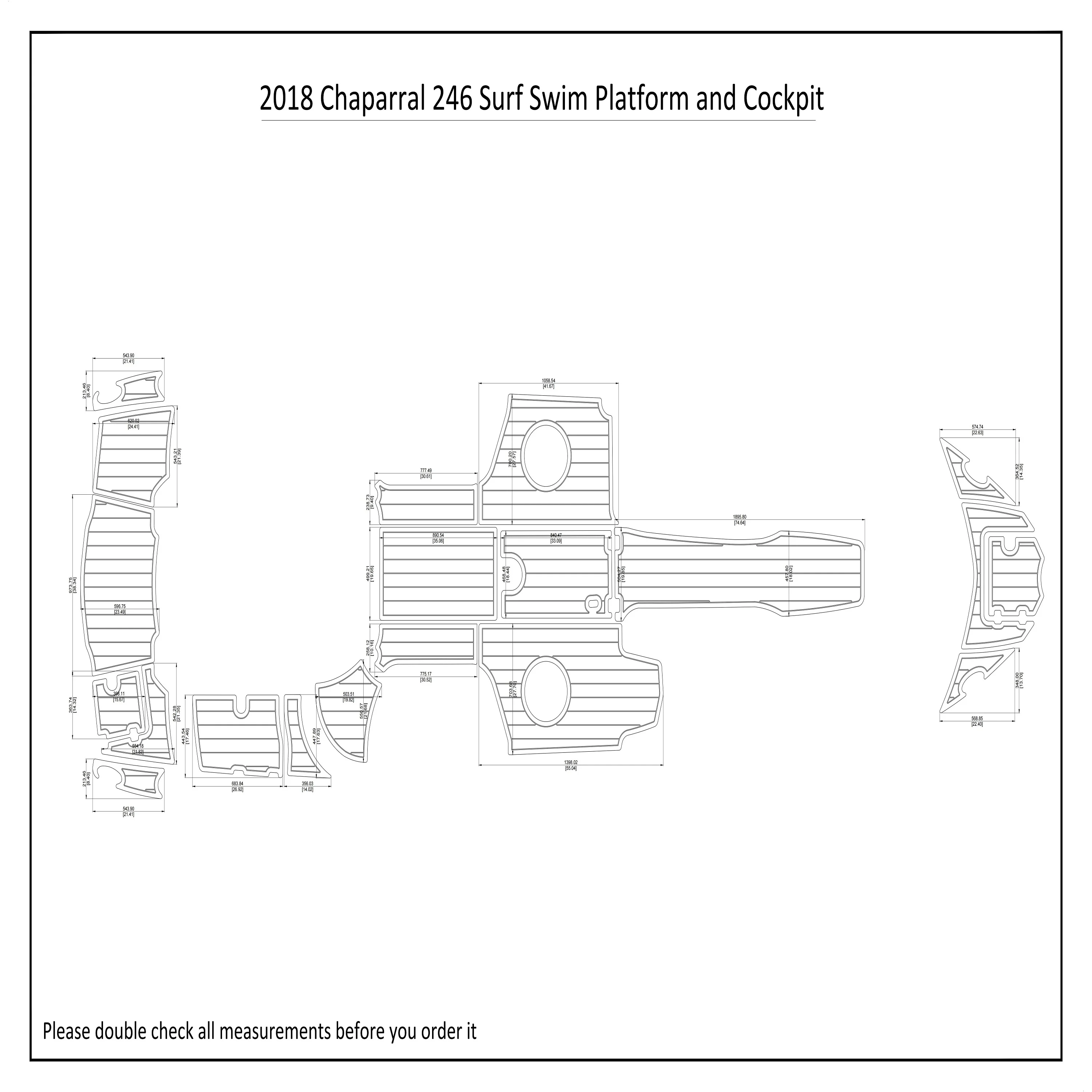 2018 Chaparral 246 Surf Swim Platform and Cockpit Boat EVA Faux Teak Deck Floor Pad
2018 Chaparral 246 Surf Swim Platform and Cockpit Boat EVA Faux Teak Deck Floor Pad
