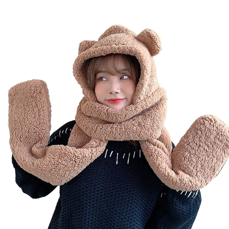Trendy Women Plush Hats Gloves Scarf 3in1 Suit Cartoon Bear Ear Shape Warmth Hats Hat Adults Winter Hat for Teenagers DXAA
Trendy Women Plush Hats Gloves Scarf 3in1 Suit Cartoon Bear Ear Shape Warmth Hats Hat Adults Winter Hat for Teenagers DXAA