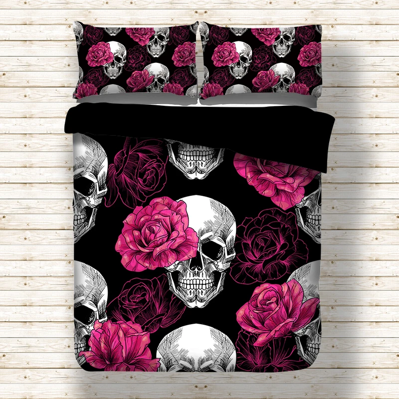 Rose Skull Black Duvet Cover Floral Printed Bedding Set Single Double Twin Full Queen King Bed Clothess For Adults Home
Rose Skull Black Duvet Cover Floral Printed Bedding Set Single Double Twin Full Queen King Bed Clothess For Adults Home