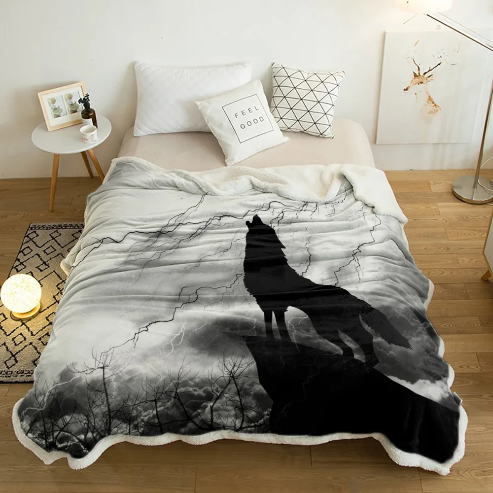 Black Wolf Night Lightning Wild Animal Lamb Cashmere Fleece Blanket Home Bed Sofa Winter Sherpa Bedding Kids Thick Bedspread
Black Wolf Night Lightning Wild Animal Lamb Cashmere Fleece Blanket Home Bed Sofa Winter Sherpa Bedding Kids Thick Bedspread