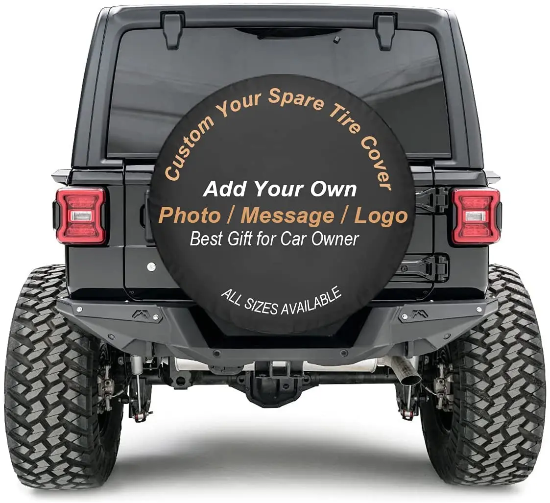 

TESFANS Custom Spare Tire Covers Add Your Own Personalized Text Image Waterproof Dust-Proof Universal Wheel Tire Protectors Fits
