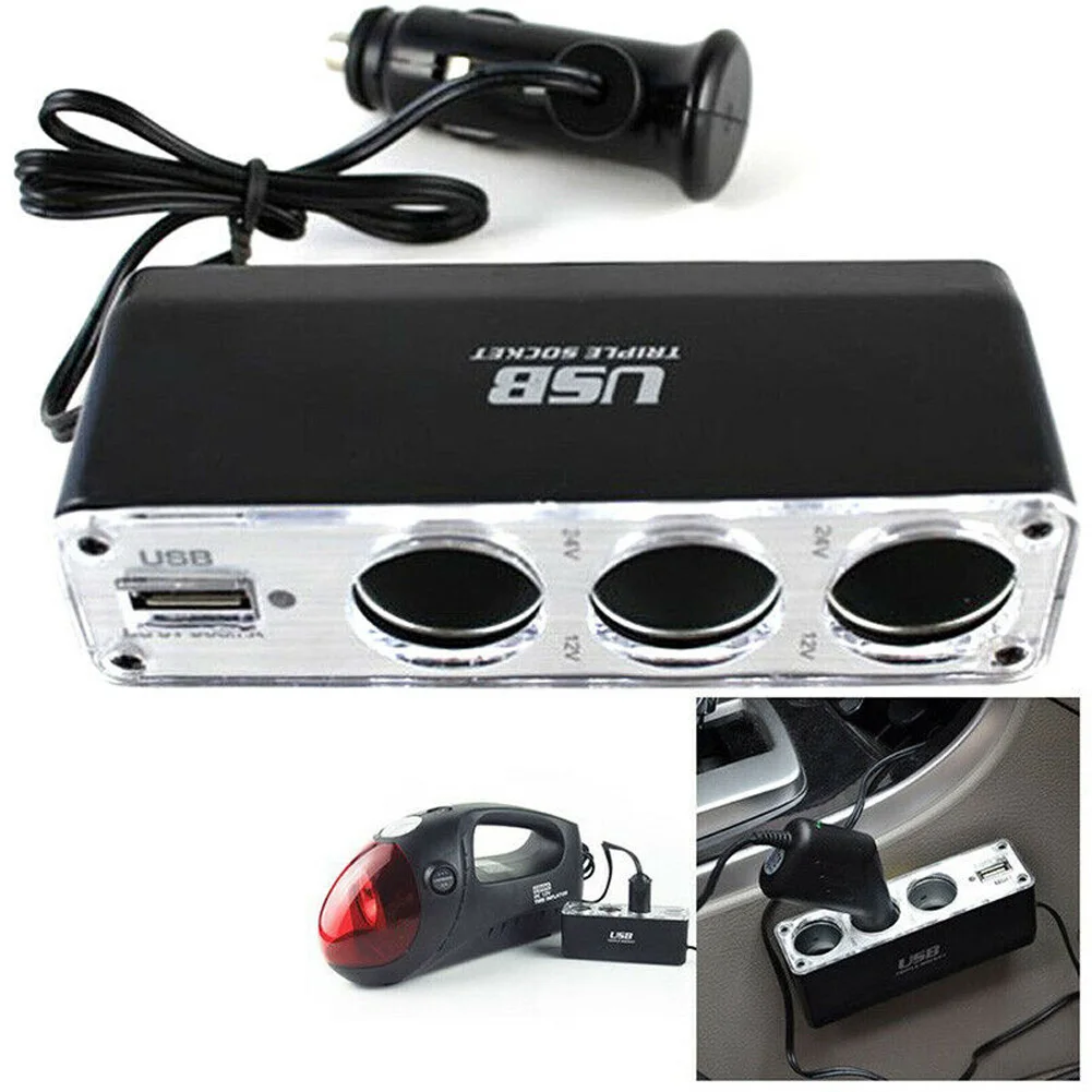 1pc Car Lighter Adapter Charger Adapter Triple Splitter Lighter Output 12V ABS Black Cigar Lighter Multi Socket USB Port
1pc Car Lighter Adapter Charger Adapter Triple Splitter Lighter Output 12V ABS Black Cigar Lighter Multi Socket USB Port
