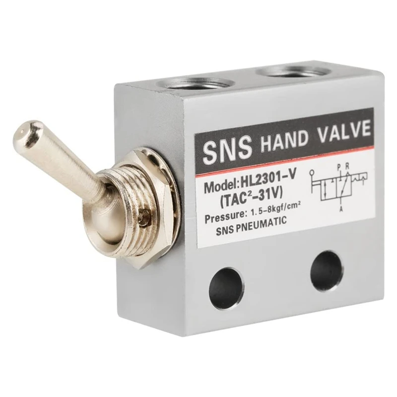 SNS Pneumatic 3 Position 2 Port Toggle Switch G1/8 Pneumatic Mechanical Valve HL2301 Pressure 0-8Kgf/cm² 
SNS Pneumatic 3 Position 2 Port Toggle Switch G1/8 Pneumatic Mechanical Valve HL2301 Pressure 0-8Kgf/cm²