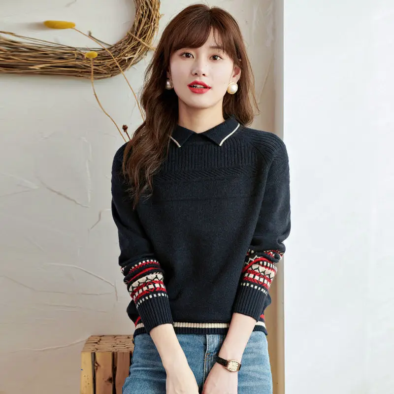 Autumn and Winter Sweater Women's New Korean Large Loose Long Sleeve Turn Down Collar Fashion Slim Lady Solid Sweaters Top E319
Autumn and Winter Sweater Women's New Korean Large Loose Long Sleeve Turn Down Collar Fashion Slim Lady Solid Sweaters Top E319