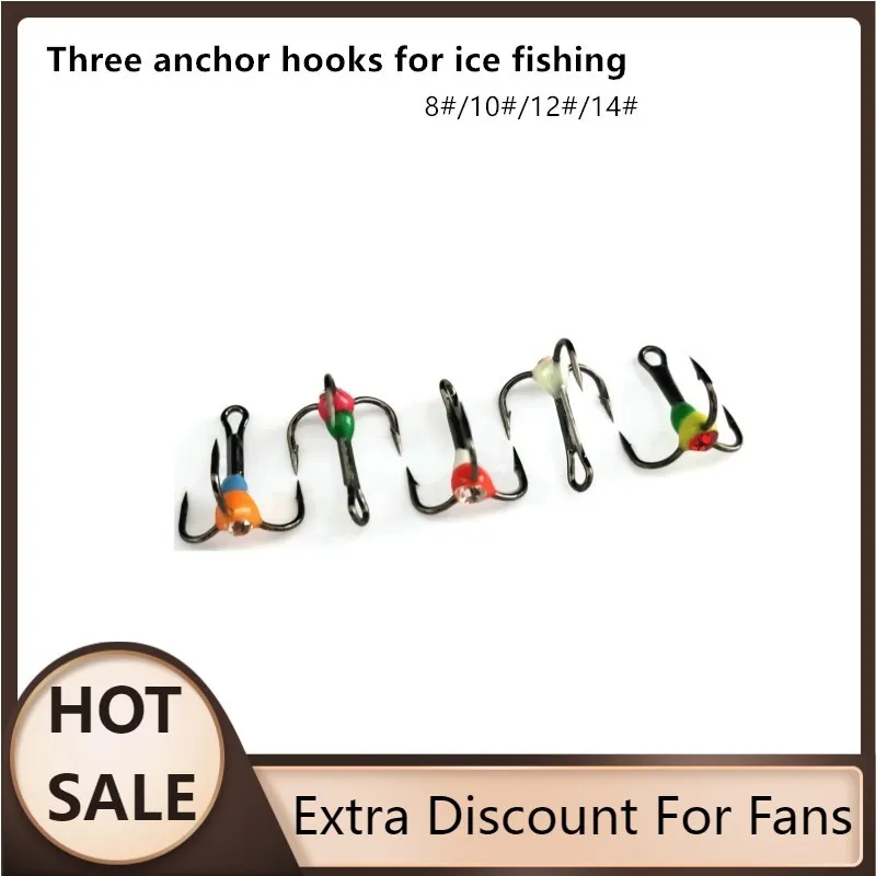 

NEW Fashion 5Pcs 8# 10# 12# 14# Colorful High Carbon Steel Baits Sharp Three-jaw Hooks Lures Winter Outdoor Camping Ice Fishing