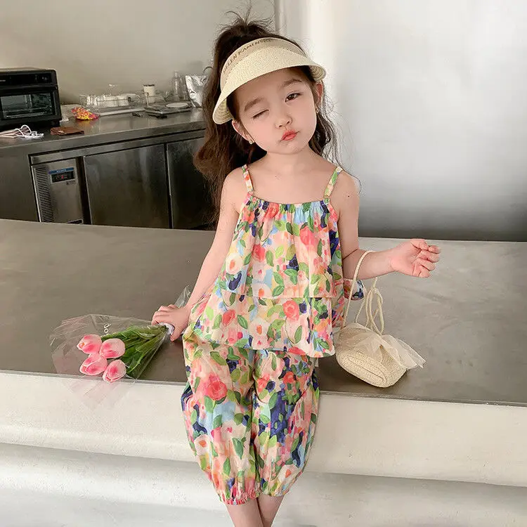 Children Sets Summer New Fashion Fragmented Flowers Print Casual Korean Two Piece Set Vest Flower Shape Sweet Cotton
Children Sets Summer New Fashion Fragmented Flowers Print Casual Korean Two Piece Set Vest Flower Shape Sweet Cotton