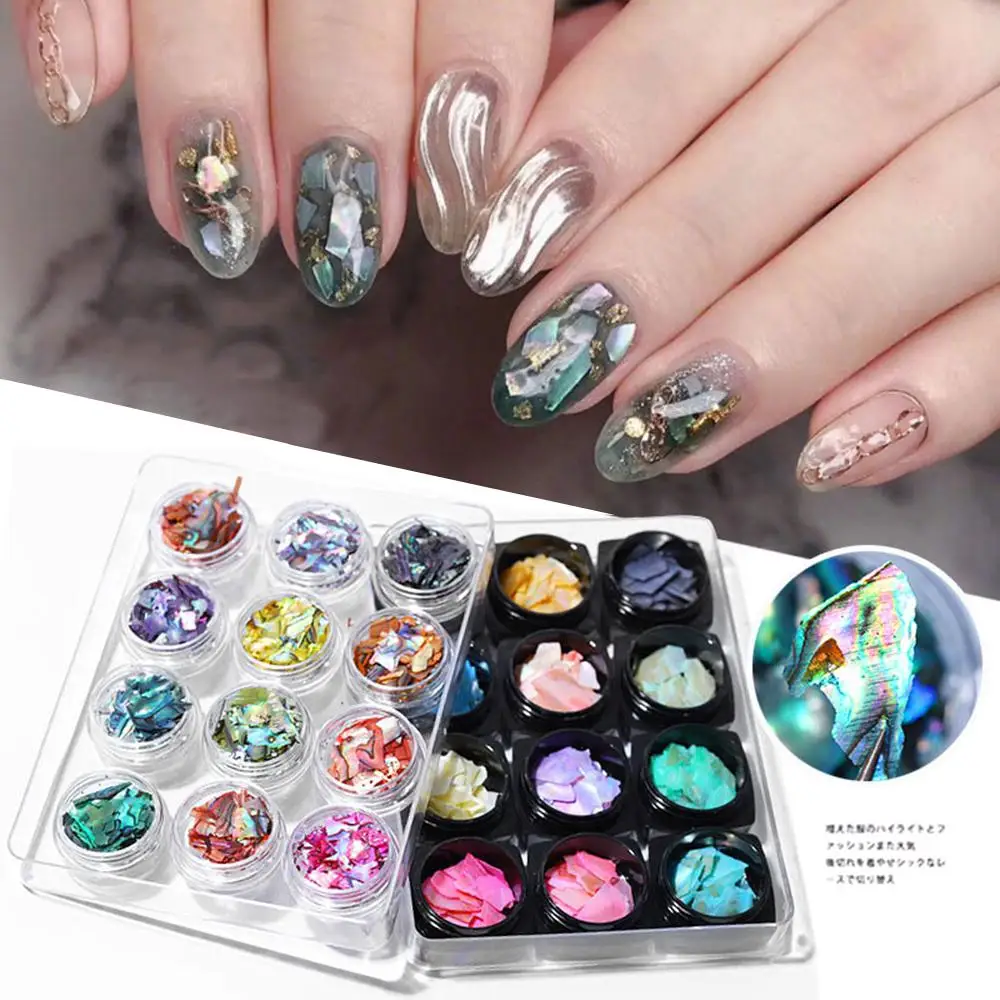 12Grids/box Nails Abalone Shell Fragments Texture Natural Sea Shell 3d Glitter Nail Art Decoration Powder Sequins Beauty Tools
12Grids/box Nails Abalone Shell Fragments Texture Natural Sea Shell 3d Glitter Nail Art Decoration Powder Sequins Beauty Tools