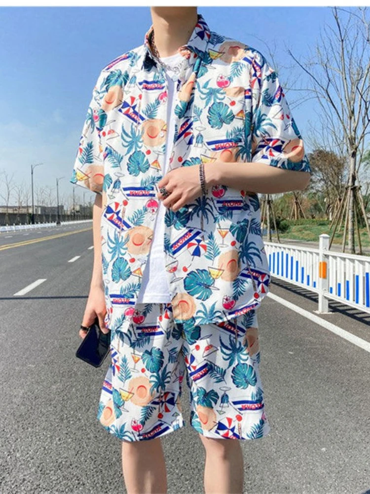 Men Suit Shirt + Shorts 2 Pcs Casual Beach Summer Blouses Loose Handsome Seaside Clothes Hawaiian Shorts Flower Shirts Two-piece
Men Suit Shirt + Shorts 2 Pcs Casual Beach Summer Blouses Loose Handsome Seaside Clothes Hawaiian Shorts Flower Shirts Two-piece