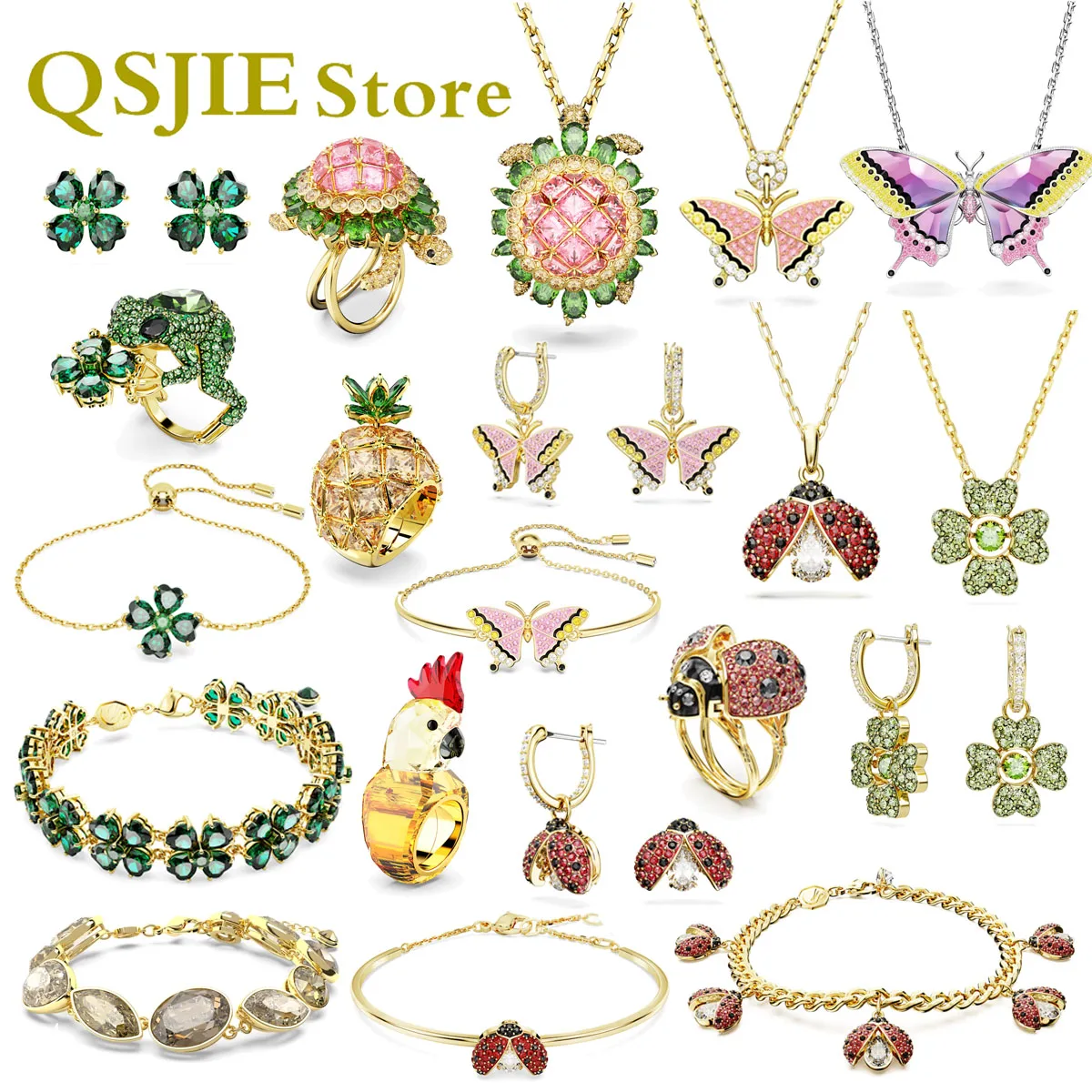 

Swa 2023 женское ожерелье, серьги, кольцо, браслет, очаровательные ювелирные изделия с кристаллами, искусственный подарок высокого качества с логотипом