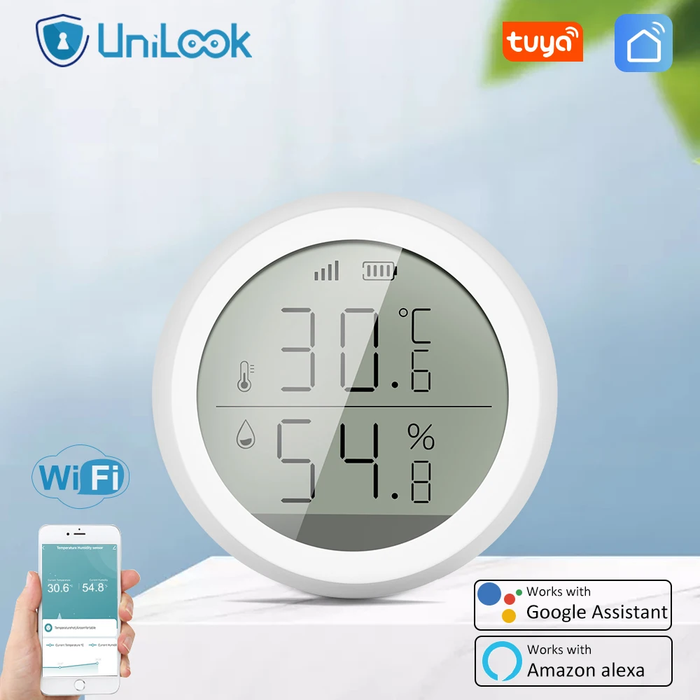 Tuya Smart WiFi Temperature Humidity Sensor Home Thermometer Hygrometer Meter Detector with Google Home Alexa Remote Control
Tuya Smart WiFi Temperature Humidity Sensor Home Thermometer Hygrometer Meter Detector with Google Home Alexa Remote Control