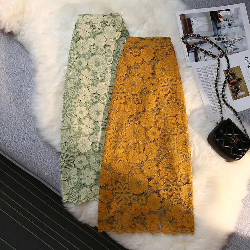 COIGARSAM Women Skirt Summer 2022 New Lace High Waist Green Yellow Skirts Dropshipping 
COIGARSAM Women Skirt Summer 2022 New Lace High Waist Green Yellow Skirts Dropshipping