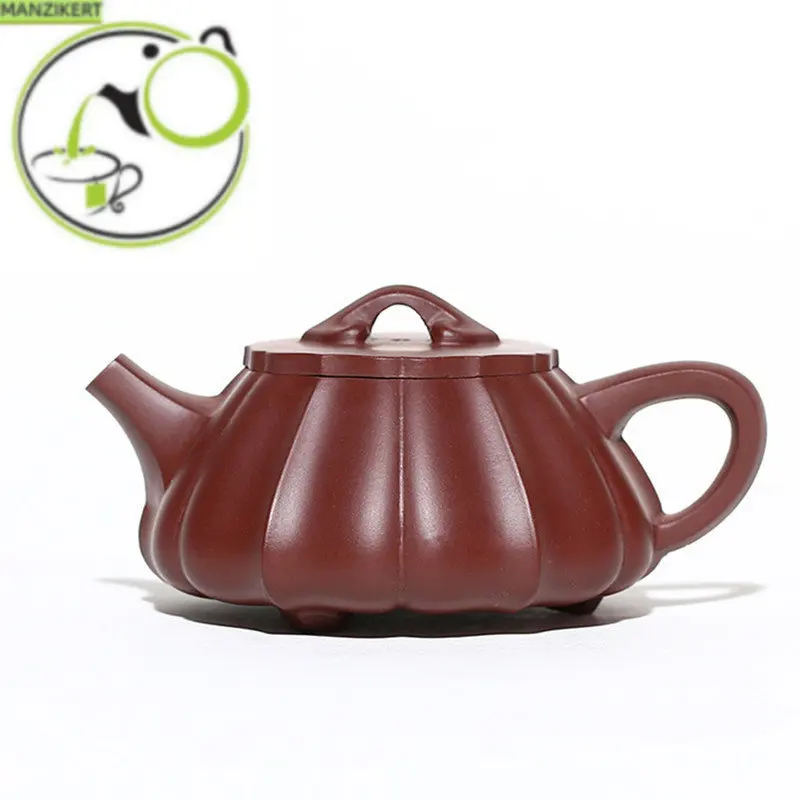 

180ml Yixing Purple Clay Teapots Famous Handmade Stone Scoop Tea Pot Raw Ore Purple Zhu Mud Kettle Chinese Zisha Tea Set