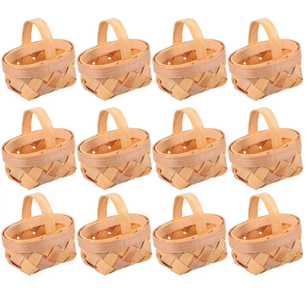 12Pcs Wood Chip Mini Baskets Manual Woven Baskets Ornaments Candy Storage 
12Pcs Wood Chip Mini Baskets Manual Woven Baskets Ornaments Candy Storage