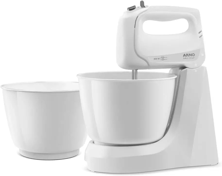 Batedeira Mini Chef Portátil 400W com 2 Tigelas de 4 Litros 4 velocidades Função Pulsar Branca HM10 127v
Batedeira Mini Chef Portátil 400W com 2 Tigelas de 4 Litros 4 velocidades Função Pulsar Branca HM10 127v