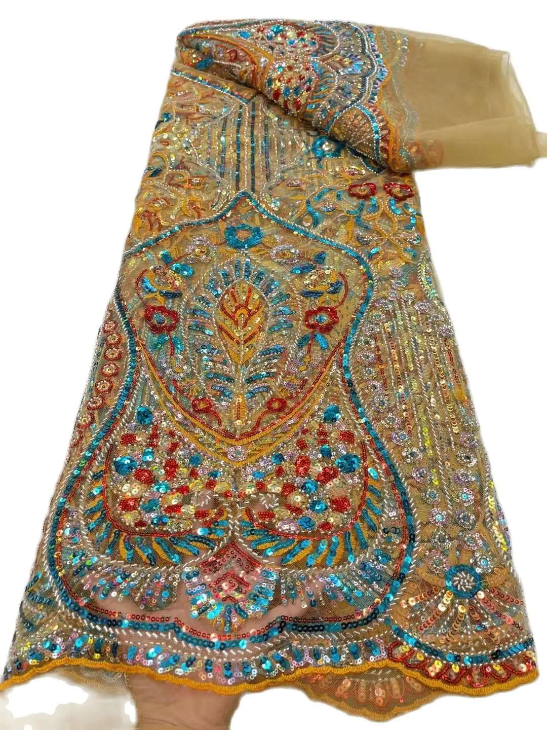 Gold Mixed Blue Color Small Sequins African Lace Fabric Pretty Design JRB-31.72003 Embroidered Tulle Mesh for Party Dress
Gold Mixed Blue Color Small Sequins African Lace Fabric Pretty Design JRB-31.72003 Embroidered Tulle Mesh for Party Dress