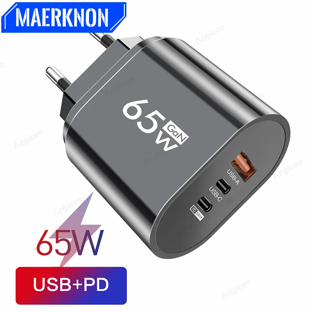 

65W GaN Quick Charger PD 33W USB Type C 3 Ports Fast Charging for iPhone 13 Pro iPad Huawei Samsung Xiaomi Wall Charger Adapter