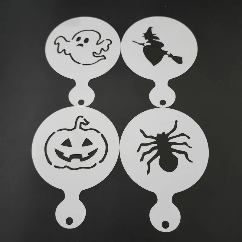 4pcs/set Halloween Coffee Stencil Drawing Template Ghost Witch Spider Pumpkin Cookie Cupcake Latte Art Milk Cappuccino Mold
4pcs/set Halloween Coffee Stencil Drawing Template Ghost Witch Spider Pumpkin Cookie Cupcake Latte Art Milk Cappuccino Mold