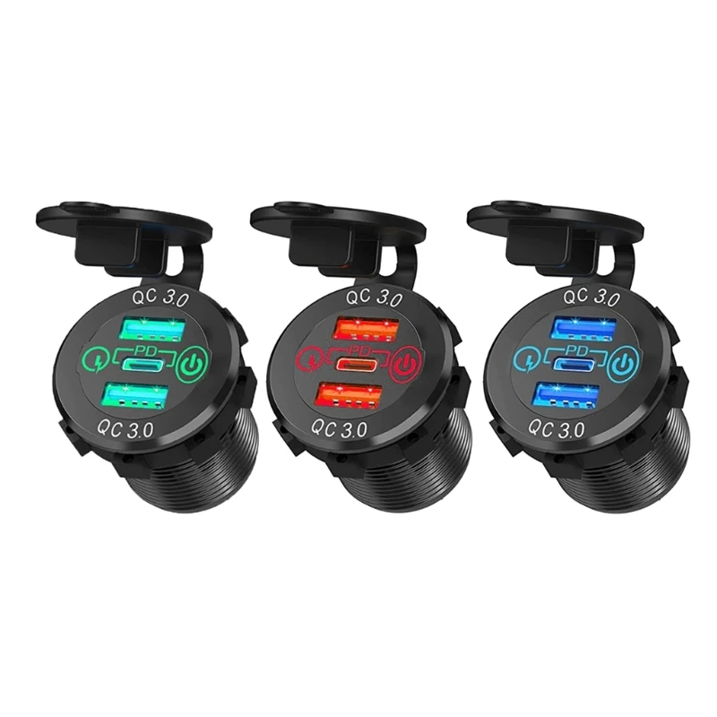 Автомобильное зарядное устройство PD 18 Вт, двойной разъем QC3.0 USB для мотоцикла с переключателем
Автомобильное зарядное устройство PD 18 Вт, двойной разъем QC3.0 USB для мотоцикла с переключателем