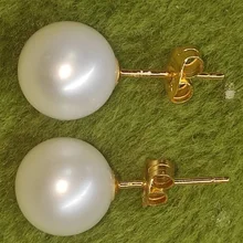 Gorgeous AAAA++++ REAL NATURE 6-7mm 7-8mm 8-9mm South China Sea White Round Pearl Earrings 14k Gold （gift box）