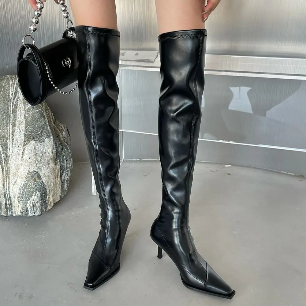 Fashion Women Over The Knee Boots Black PU Leather Thin High Heels Stretch Shoes Ladies Party Pumps Knight Botas Back Zipper 39
Fashion Women Over The Knee Boots Black PU Leather Thin High Heels Stretch Shoes Ladies Party Pumps Knight Botas Back Zipper 39