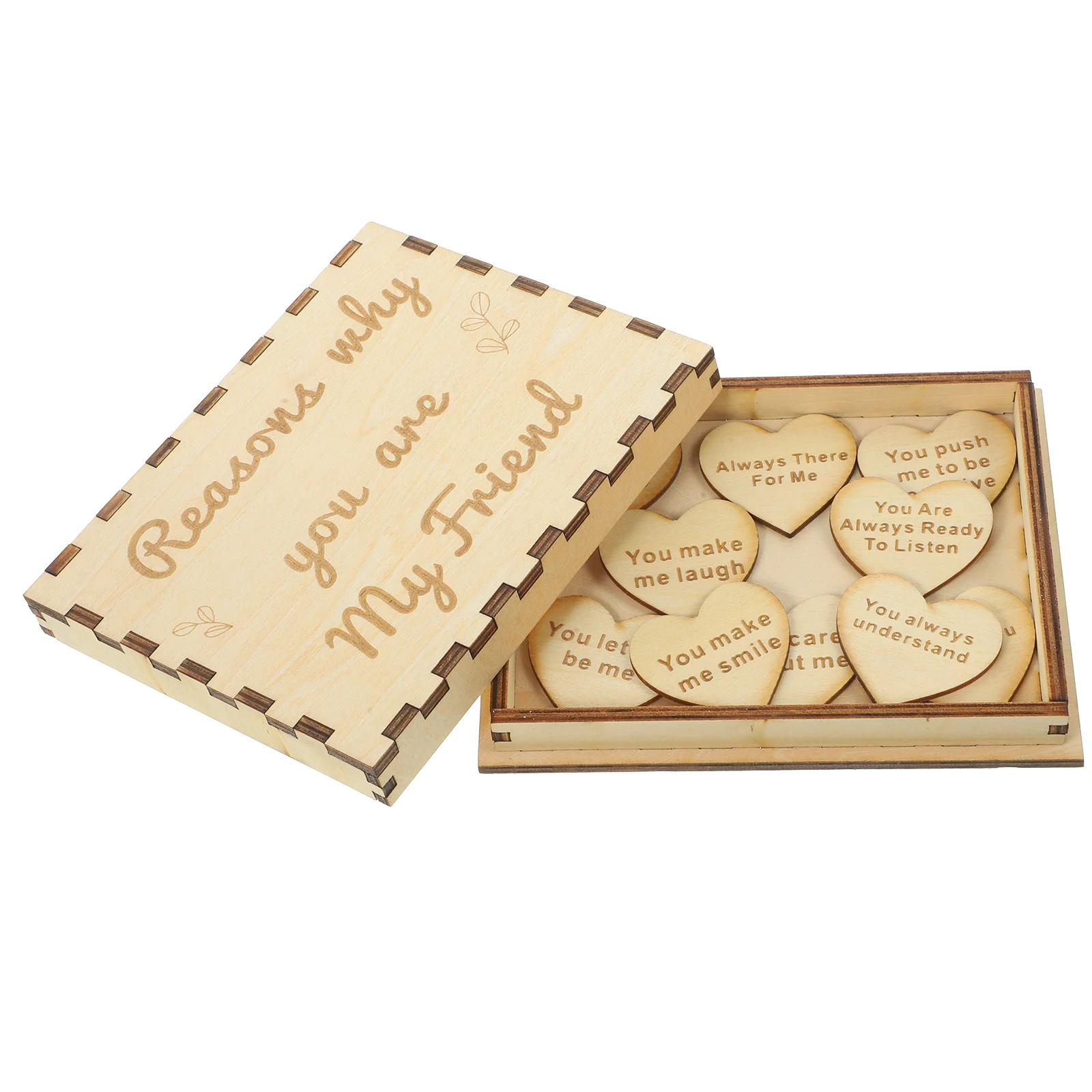 1 Set of Friendship Wooden Box With Heart Shape Wood Sign Decorative Wood Gift Box Festival Present for Friends
1 Set of Friendship Wooden Box With Heart Shape Wood Sign Decorative Wood Gift Box Festival Present for Friends