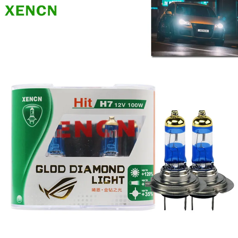 XENCN H7 Gold Diamond Light 12V 100W Car Original Halogen Headlight 4300K Cool White +120% Brightr Genuine Auto Lamp Bulb, Pair
XENCN H7 Gold Diamond Light 12V 100W Car Original Halogen Headlight 4300K Cool White +120% Brightr Genuine Auto Lamp Bulb, Pair