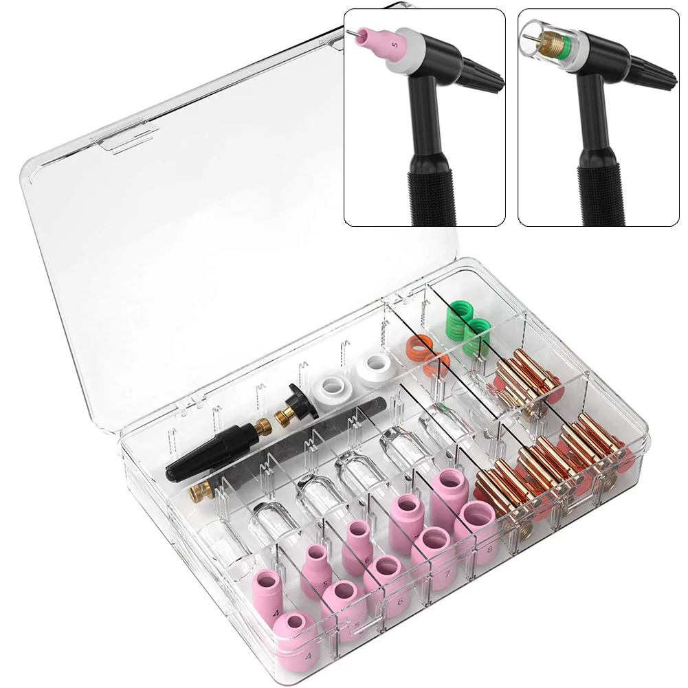 68PCS Welding Accessories Alumina Nozzle Cup Gasket Stubby Gas Lens For TIG Welding Torch WP-17/18/26 Glass Cup Welders
68PCS Welding Accessories Alumina Nozzle Cup Gasket Stubby Gas Lens For TIG Welding Torch WP-17/18/26 Glass Cup Welders