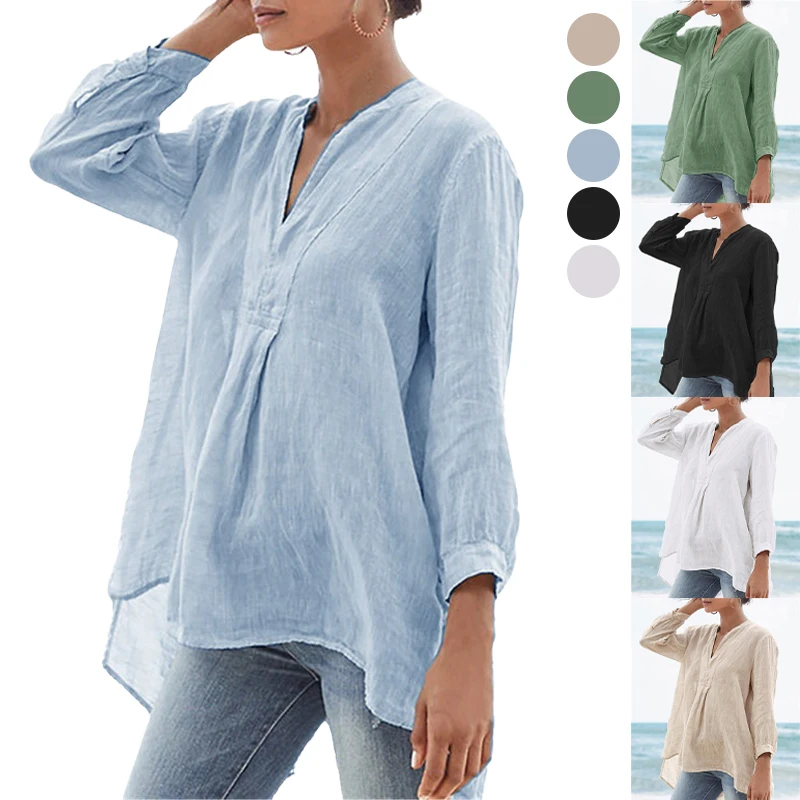 Summer Women's Casual Shirt Top Thin Comfortable V Neck Lantern Sleeve Ladies Blouse Solid Color Fashion Women Clothes
Summer Women's Casual Shirt Top Thin Comfortable V Neck Lantern Sleeve Ladies Blouse Solid Color Fashion Women Clothes