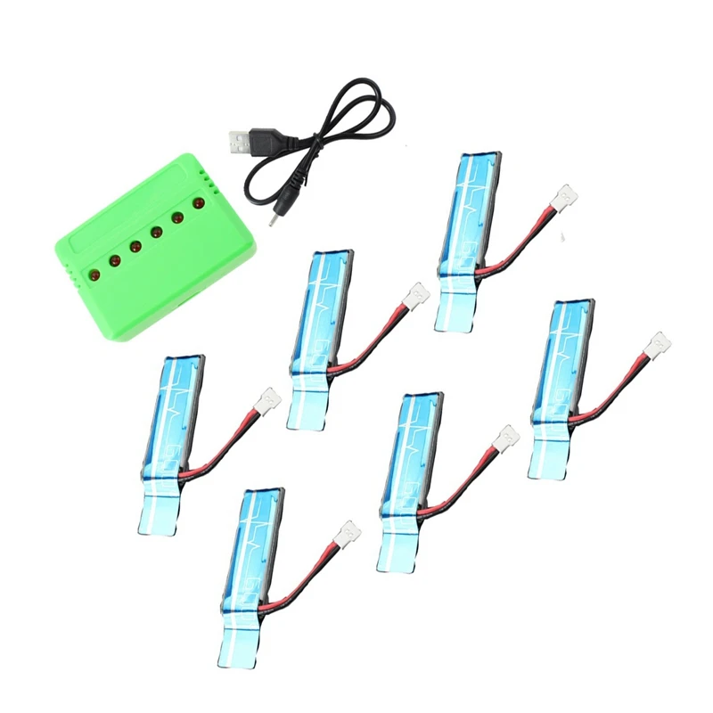 

6PC 3.7V 520Mah 30C Upgraded Li-Po Battery With USB Charger For Wltoys XK K110 K110S V930 V977 RC Helicopter Spare Parts
