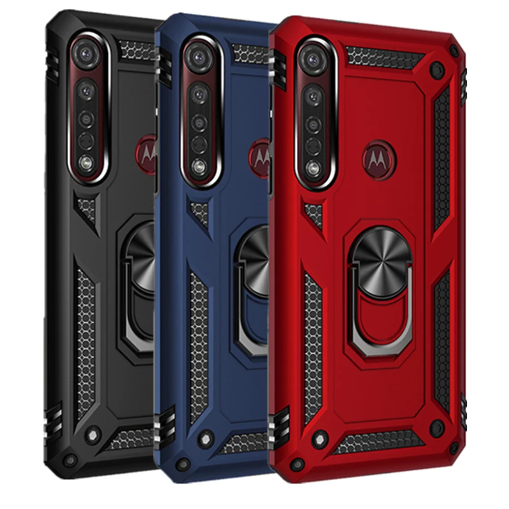 

MOTO One macro Armor Shockproof Case For Motorola Moto G8 Plus Play Bumper Hybrid Case For MOTO G8 Play One macro Ring Cover