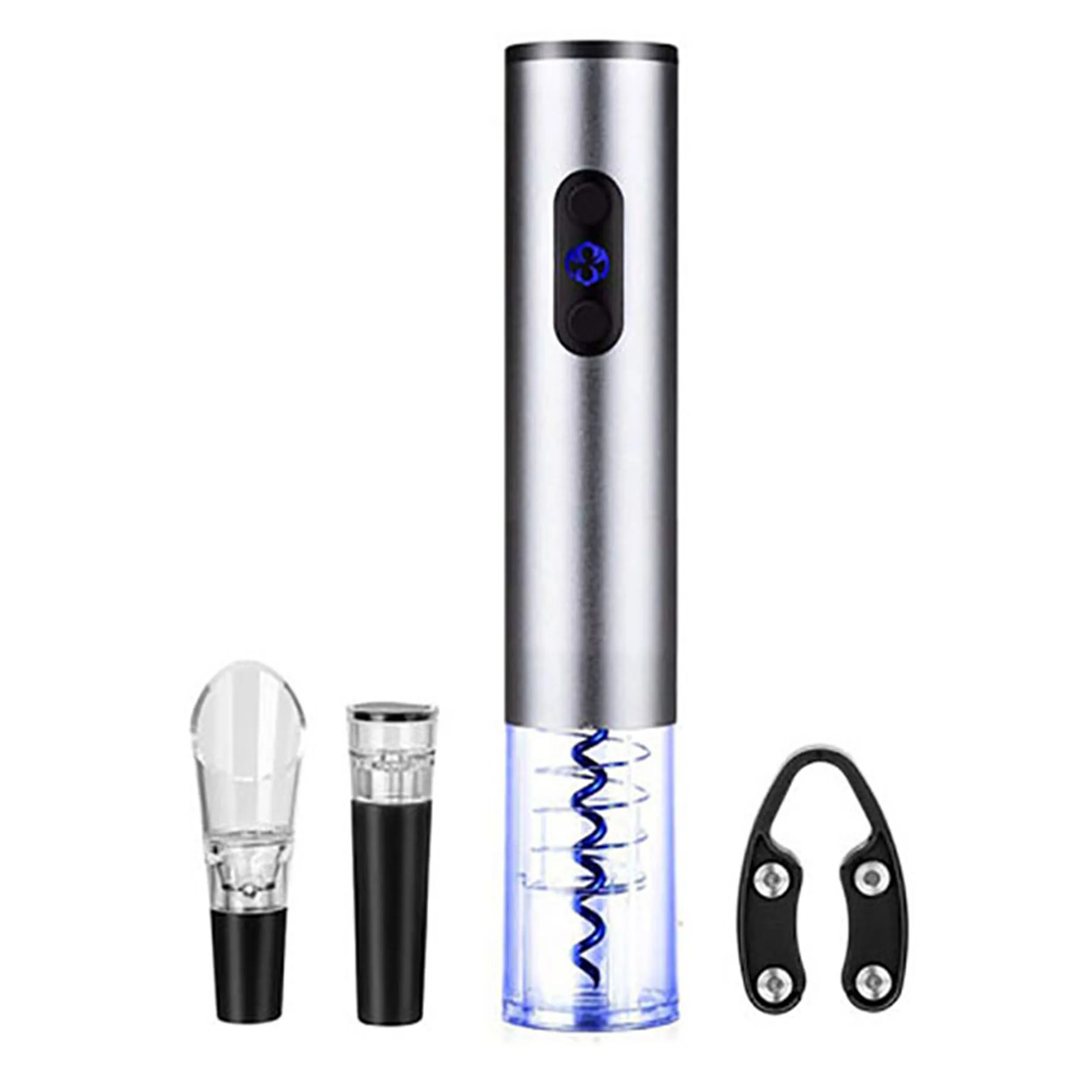 WA-2001S Wine Bottle Opener with Foil Cutter, Vacuum Stopper, and Aerator Pourer, Silver
WA-2001S Wine Bottle Opener with Foil Cutter, Vacuum Stopper, and Aerator Pourer, Silver