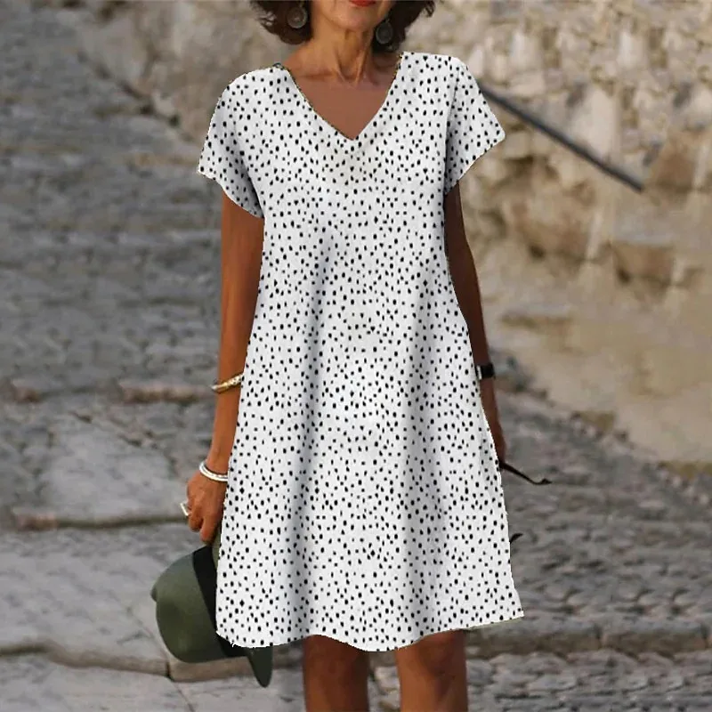 Женское платье с коротким рукавом и V-образным вырезом, Элегантное повседневное платье в стиле ретро с принтом в горошек, одежда для работы, ...
Женское платье с коротким рукавом и V-образным вырезом, Элегантное повседневное платье в стиле ретро с принтом в горошек, одежда для работы, ...