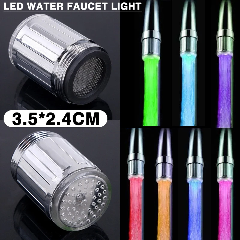 7-Color Water Glow Faucet Tap Head LED Lights Colorful Changing Water Stream Faucets Bathroom Kitchen Lamp
7-Color Water Glow Faucet Tap Head LED Lights Colorful Changing Water Stream Faucets Bathroom Kitchen Lamp