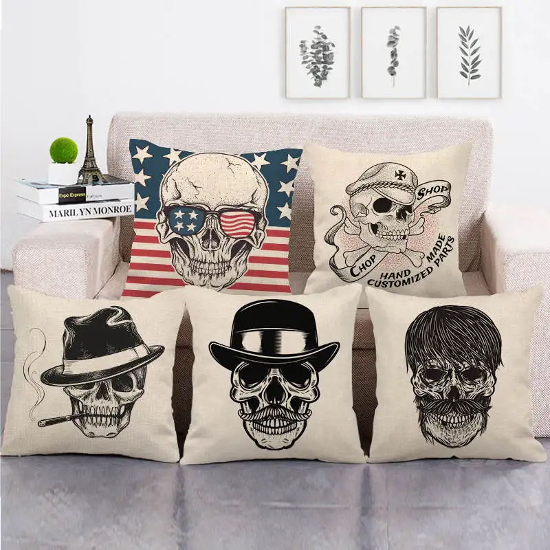Black Skeleton Linen Pillowcase Devil Skull Linen Pillow Covers Decorative Cushions for Bed Sofa Bedroom Pillowcase 40x40 Cm
Black Skeleton Linen Pillowcase Devil Skull Linen Pillow Covers Decorative Cushions for Bed Sofa Bedroom Pillowcase 40x40 Cm
