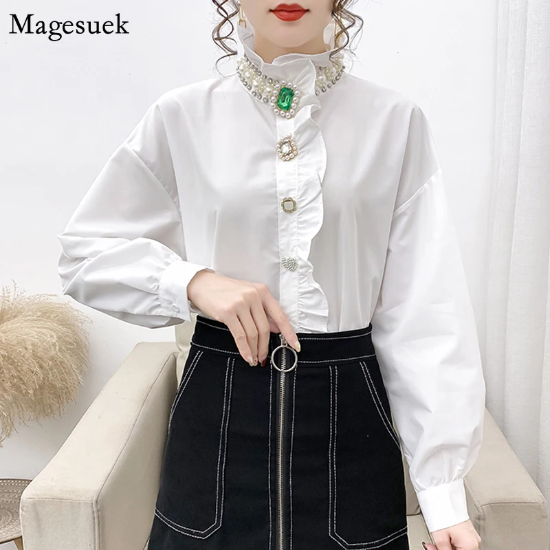 Chic Cotton White Blouse Women Long Sleeve Vintage Pearl Loose Button Woman Shirt Elegant Slim Tops Fashion Clothing Blusa 20235
Chic Cotton White Blouse Women Long Sleeve Vintage Pearl Loose Button Woman Shirt Elegant Slim Tops Fashion Clothing Blusa 20235
