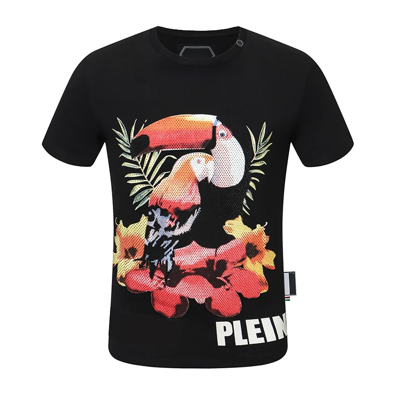 Summer new short sleeved men's clothing cotton beaked Bird Print diamond inlaid top slim fitting T-shirt fashion trend O-Neck
Summer new short sleeved men's clothing cotton beaked Bird Print diamond inlaid top slim fitting T-shirt fashion trend O-Neck