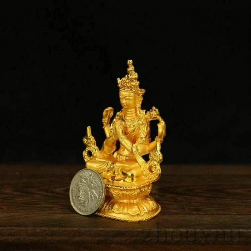 Тибетская Золотая позолоченная статуя с четырьмя руками Chenrezig Avalokiteswara-подарочная коробка
Тибетская Золотая позолоченная статуя с четырьмя руками Chenrezig Avalokiteswara-подарочная коробка