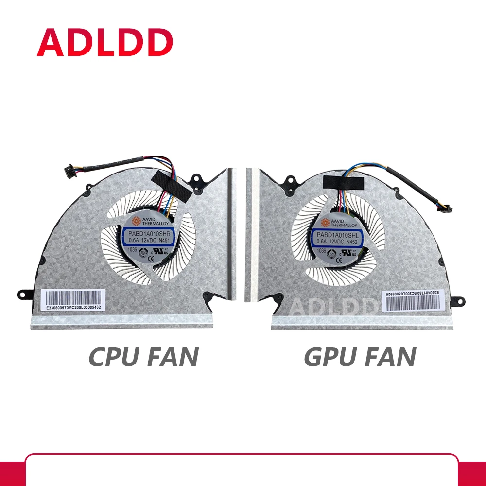 

New Laptop CPU GPU Cooling Fan For MSI GP76 Leopard GE76 Raider Notebook PC Fans Cooler Radiator PABD1A010SHR N451 PABD1A010SHL