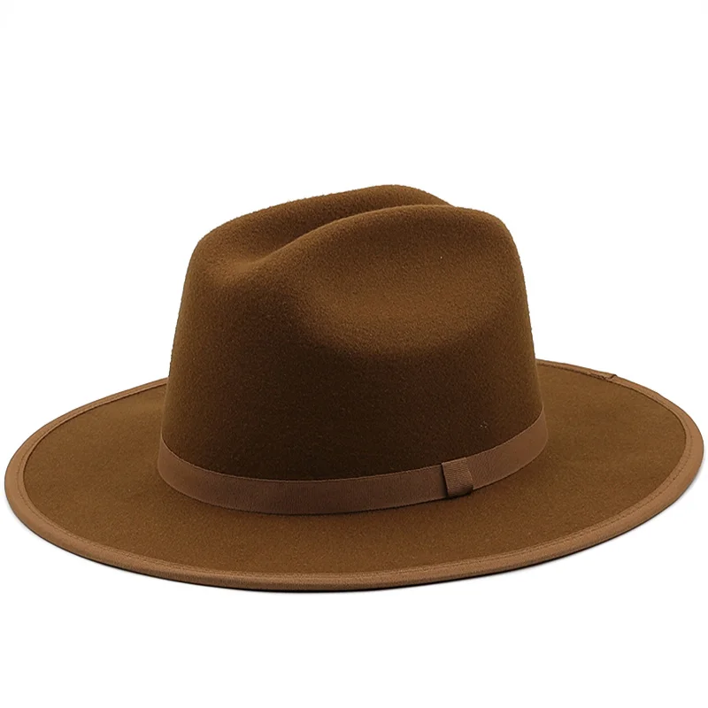 

British Fedora Hats for Women Men Wide Brim Felted Hat Wool Jazz Cap Autumn Winter Panama Black Sombreros