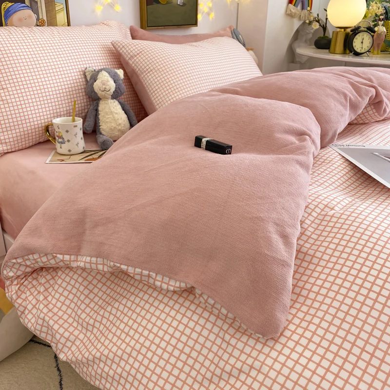 Milk Fiber Four-Piece Set Winter Coral Fleece Bed Sheet Three-Piece Washed Cotton Single-Sided Velvet Duvet Flannel Bedding
Milk Fiber Four-Piece Set Winter Coral Fleece Bed Sheet Three-Piece Washed Cotton Single-Sided Velvet Duvet Flannel Bedding